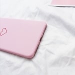 kawaii cute simple heart iphone case 5 6 7 8 X pink bottom