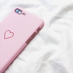 kawaii cute simple heart iphone case 5 6 7 8 X pink side